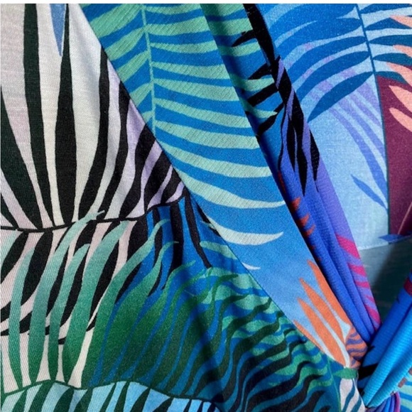 Soft Surroundings Dress Womens Large Blue Anya Ombré Palms Maxi Coastal 🌴 - Picture 6 of 6